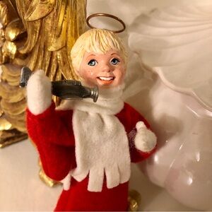 Vintage Simpich Angel Michael with Toy Airplane Ornament
